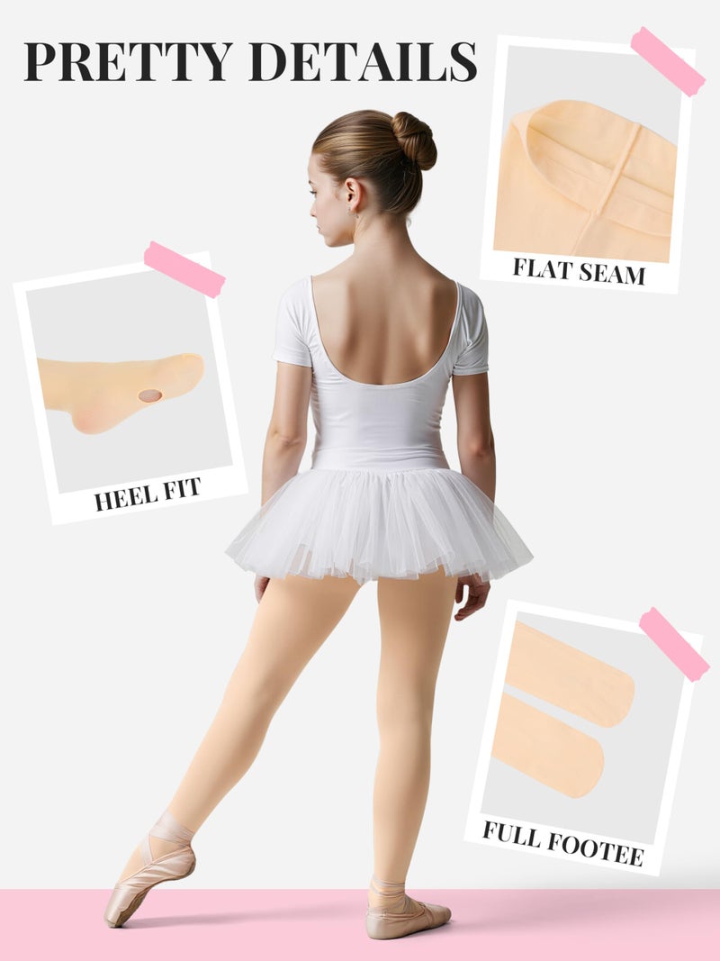 Cooraby كوارابي 4 أزواج من جوارب الباليه للفتيات جوارب رقص فائقة النعومة جوارب رقص للأطفال للباليه - Image 3
